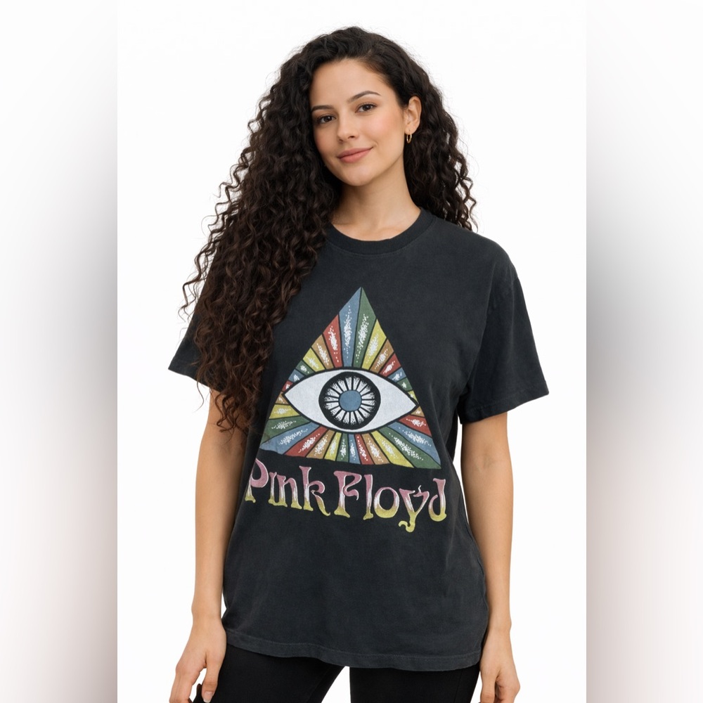 Pink Floyd Graphic Tee DAY Licensed Women’s Band Shirt Black Prism Eye